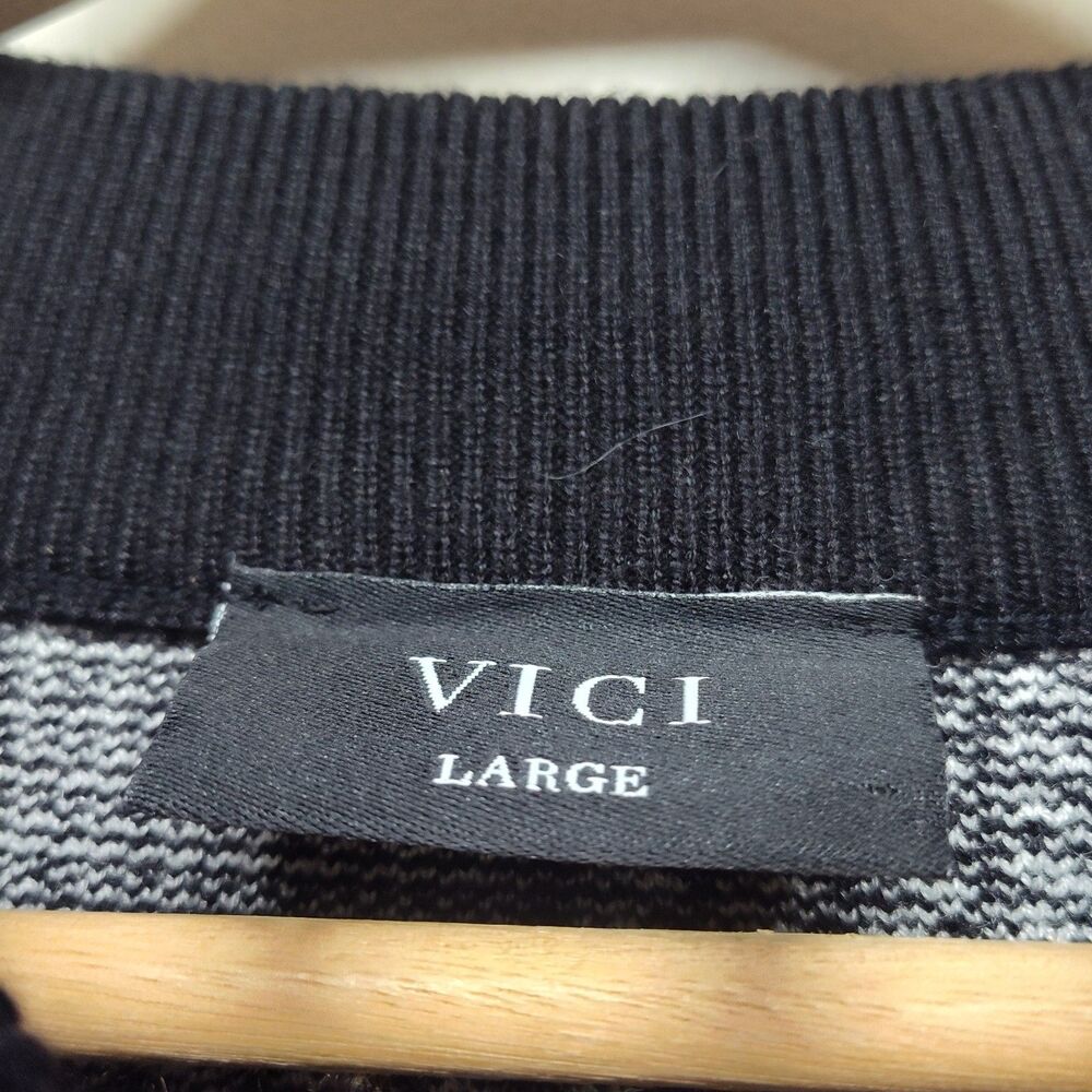 Vici Knit Sweater Women L Black White Houndstooth Plaid Preppy Old Money Casual - Picture 6 of 8
